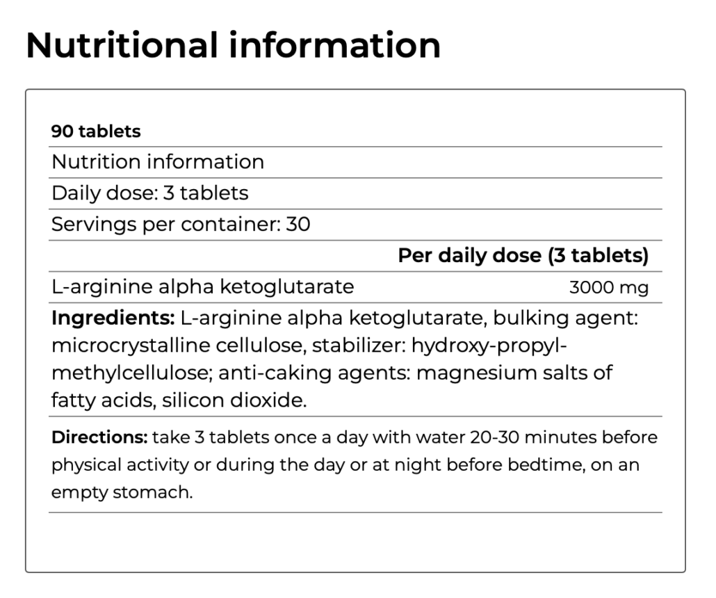 afsupplements yamamoto akg tabs nutrition facts