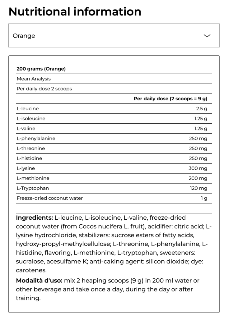 afsupplements yamamoto essential amino powder nutrition facts